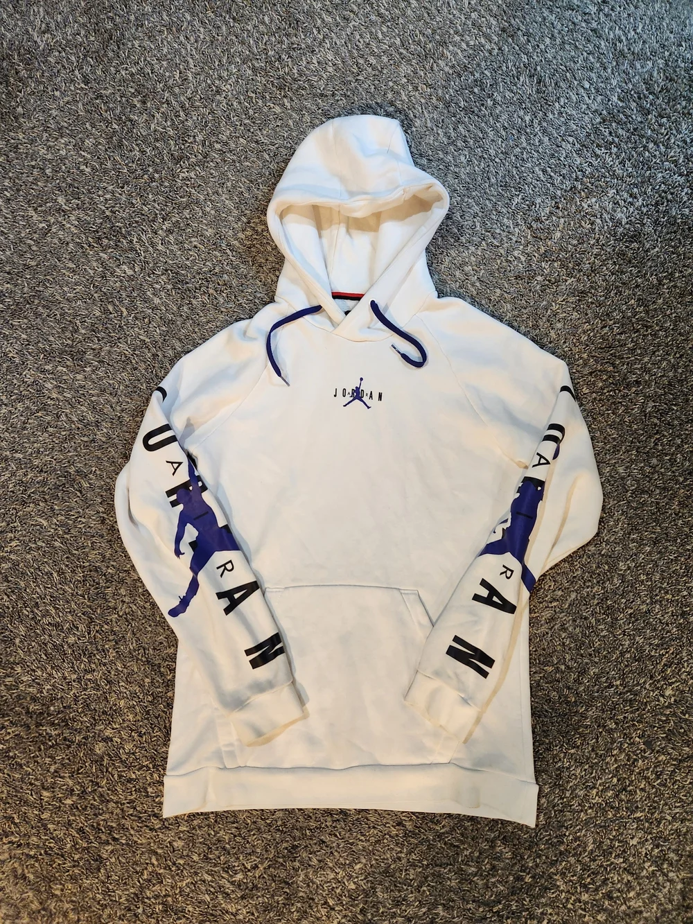 Jordan White Hoodie with Purple Sleeve Graphics Medium Used Check Pics
